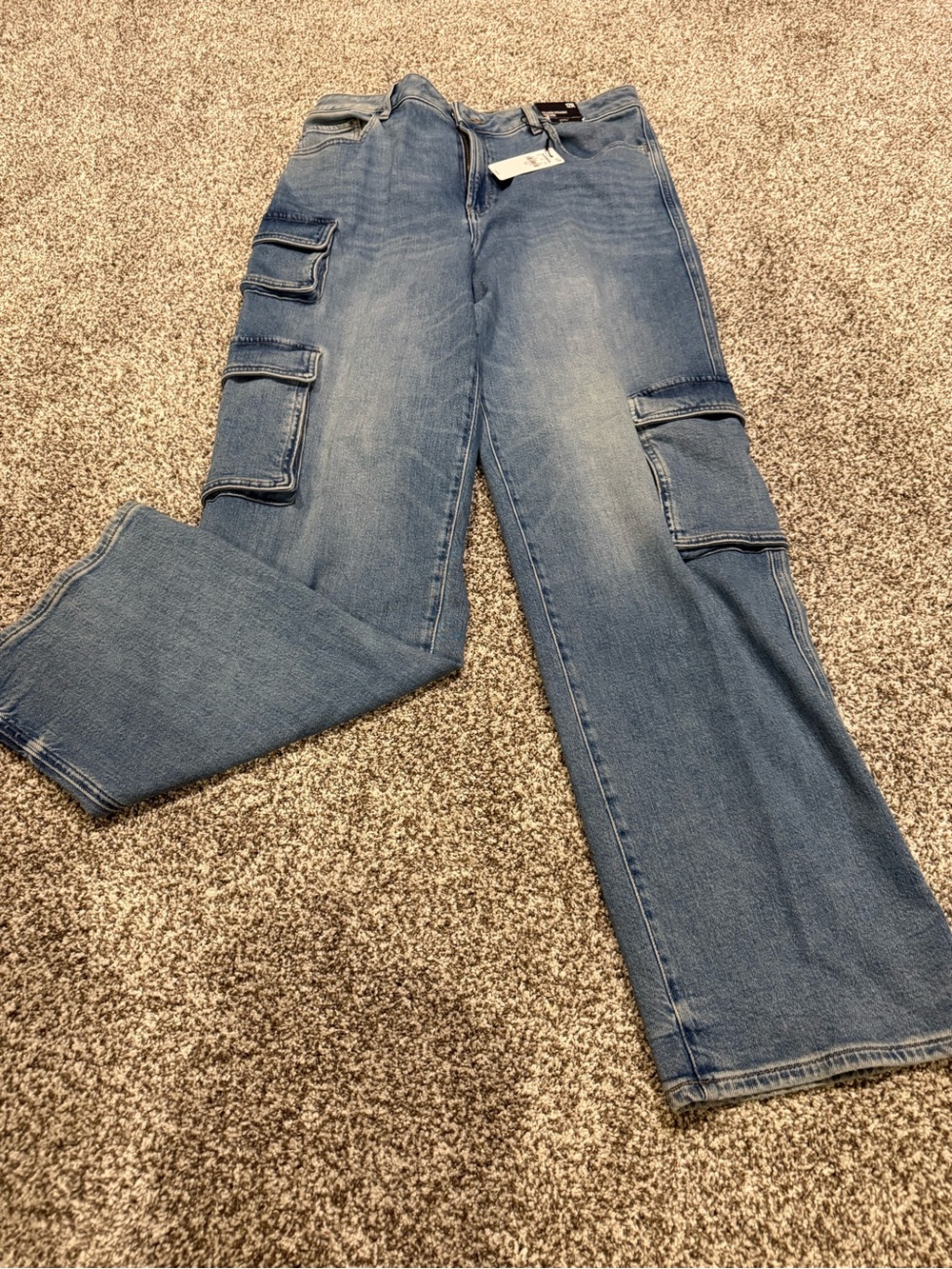Women’s Light Blue Cargo straight-Leg Jeans